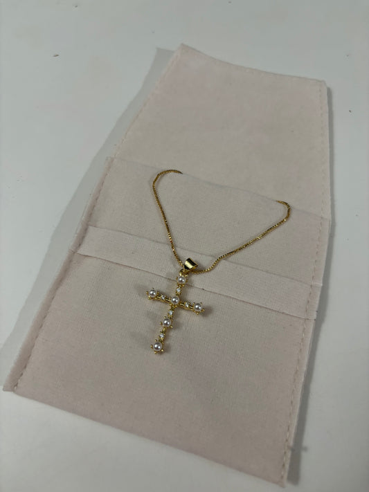 Cross On Pearls Necklace